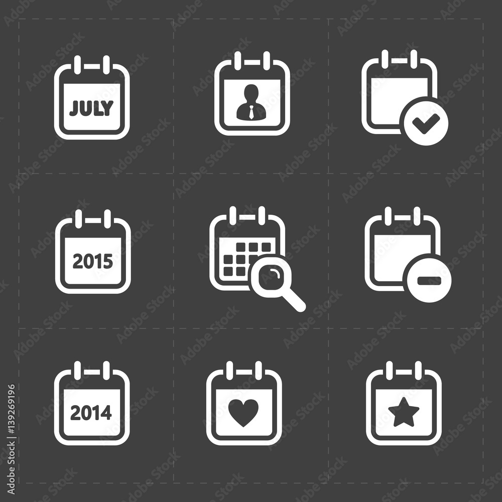 Vector White Calendar Icons 