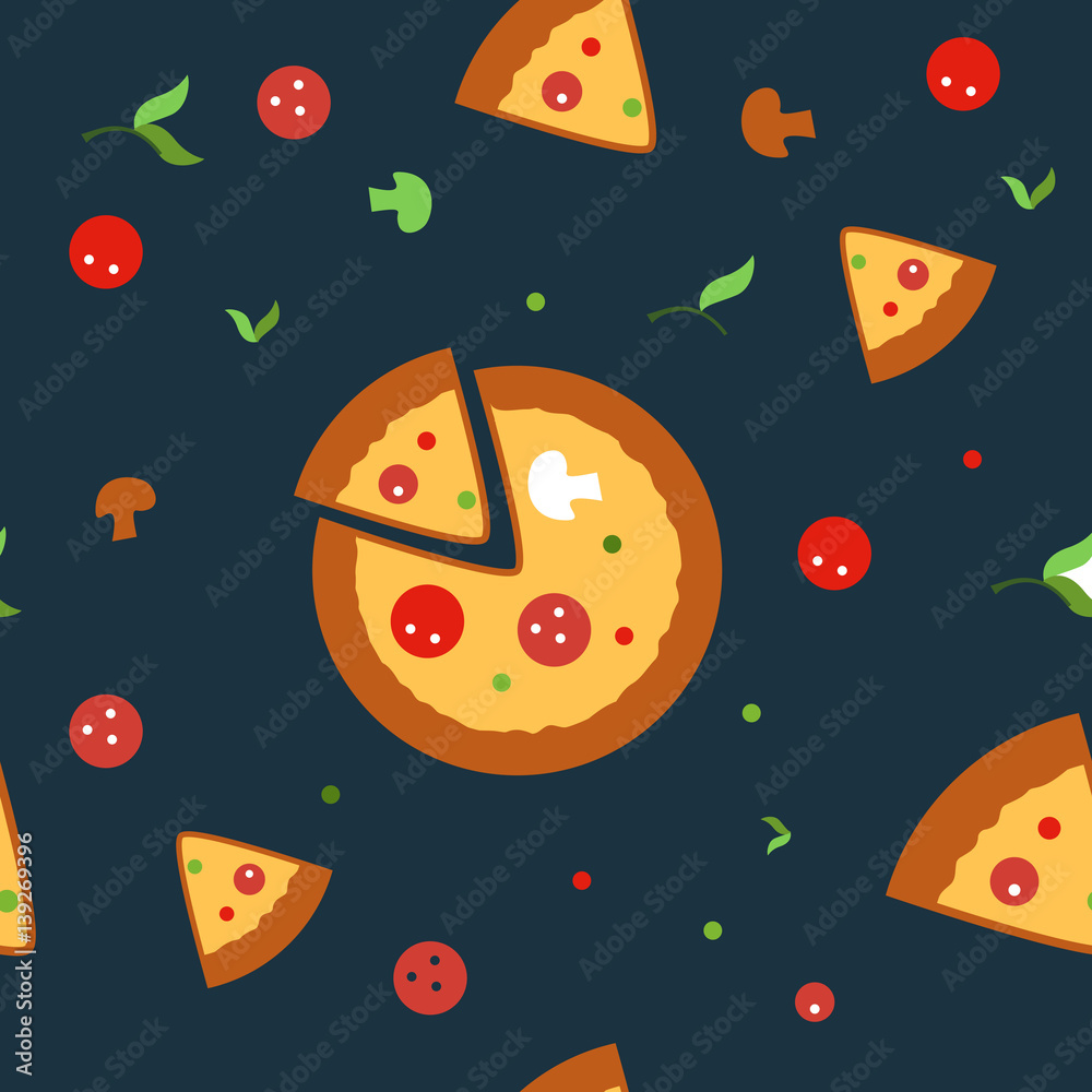 Pizza seamless vector pattern Pizza seamless vector pattern