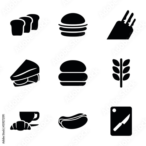 Set of 9 bread filled icons