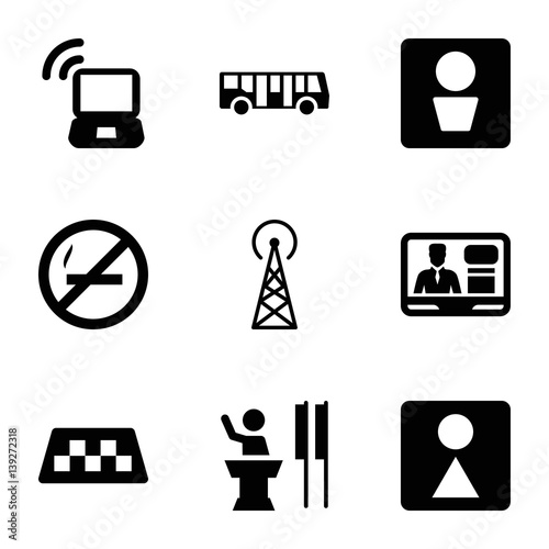 Set of 9 public filled icons