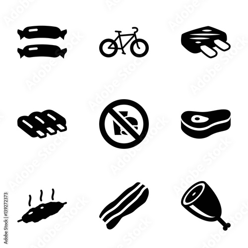 Set of 9 fat filled icons