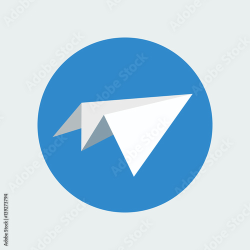 Paper Plane Icon. Papercraft Origami Airplane Sign