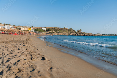 Sandy beach of Paleochora town at western part of Crete island, Greece