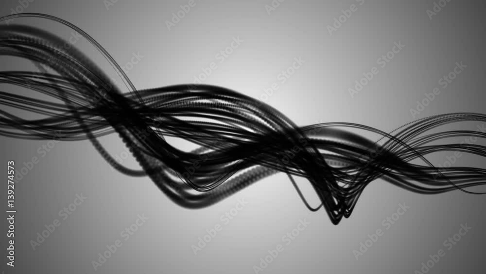 Flowing black lines and cables, twisted Flowing black lines and cables, twisted