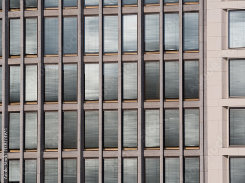 Office windows with closed blinds