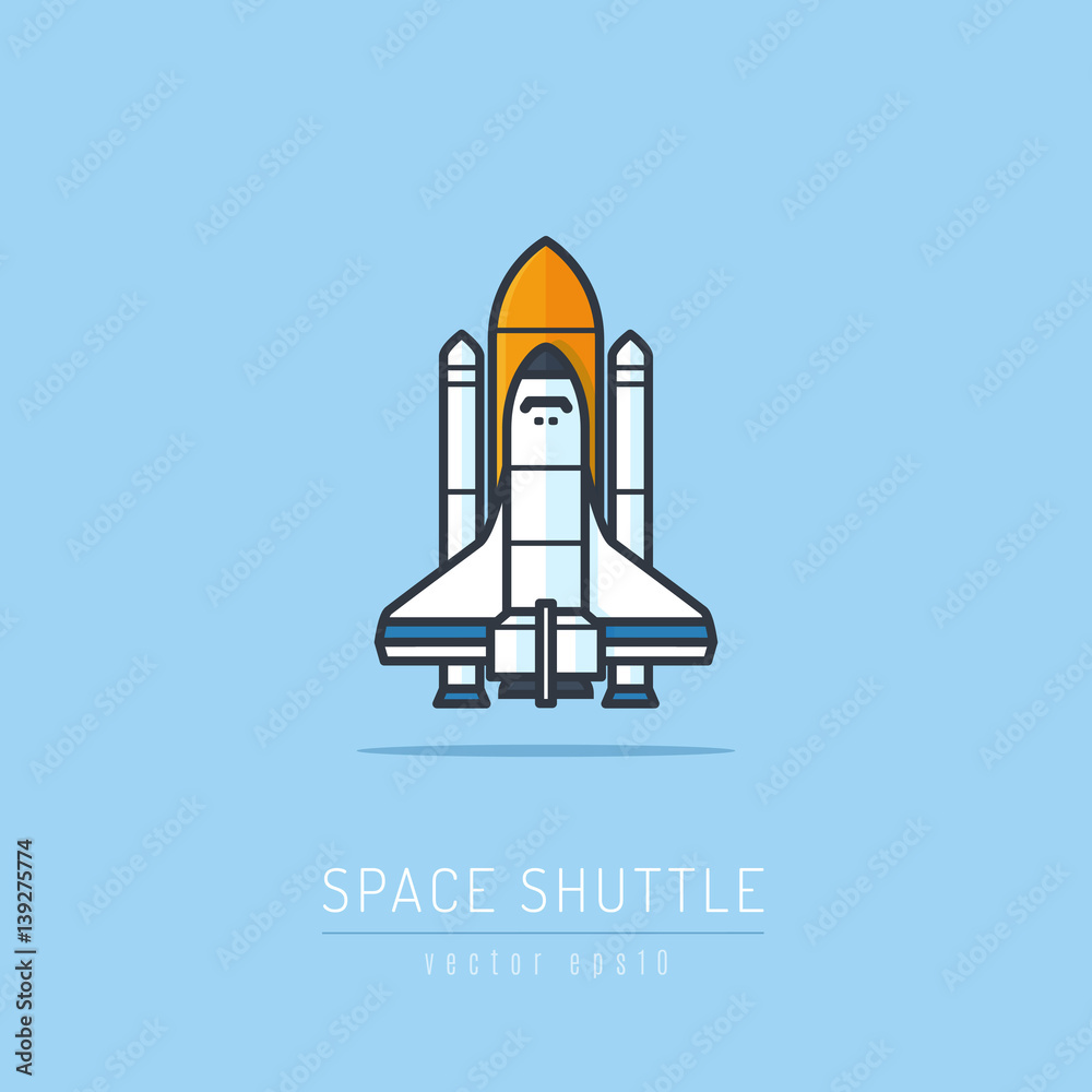 Space shuttle and rockets vector illustration in flat linework style Space shuttle and rockets vector illustration in flat linework style