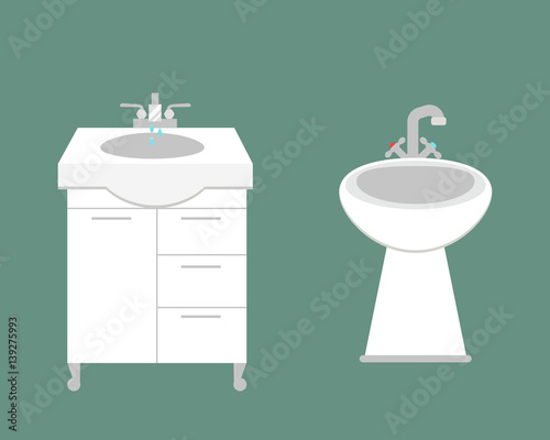 Bathroom washbasin icon colored with process water savings symbols hygiene and clean household washing cleaning beauty dryer vector illustration.