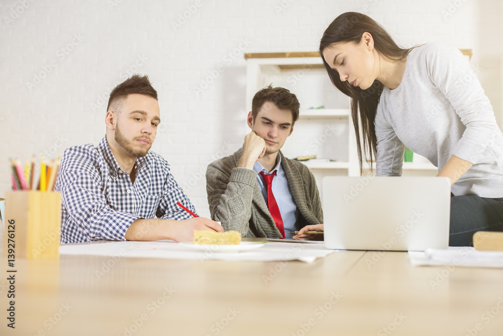 Thoughtful team working on project Thoughtful team working on project