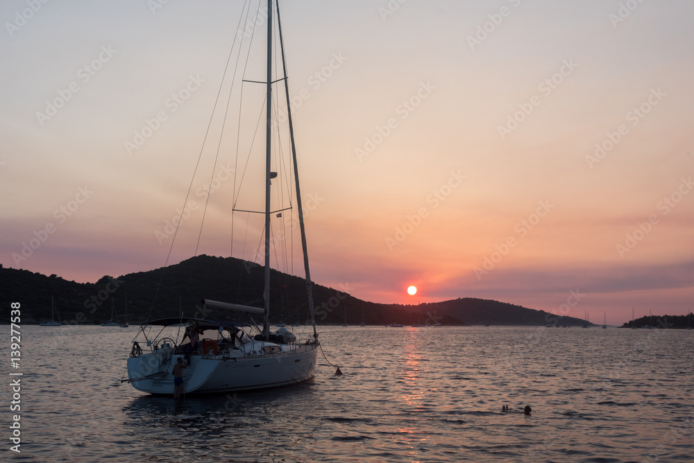 sailing boat sunset