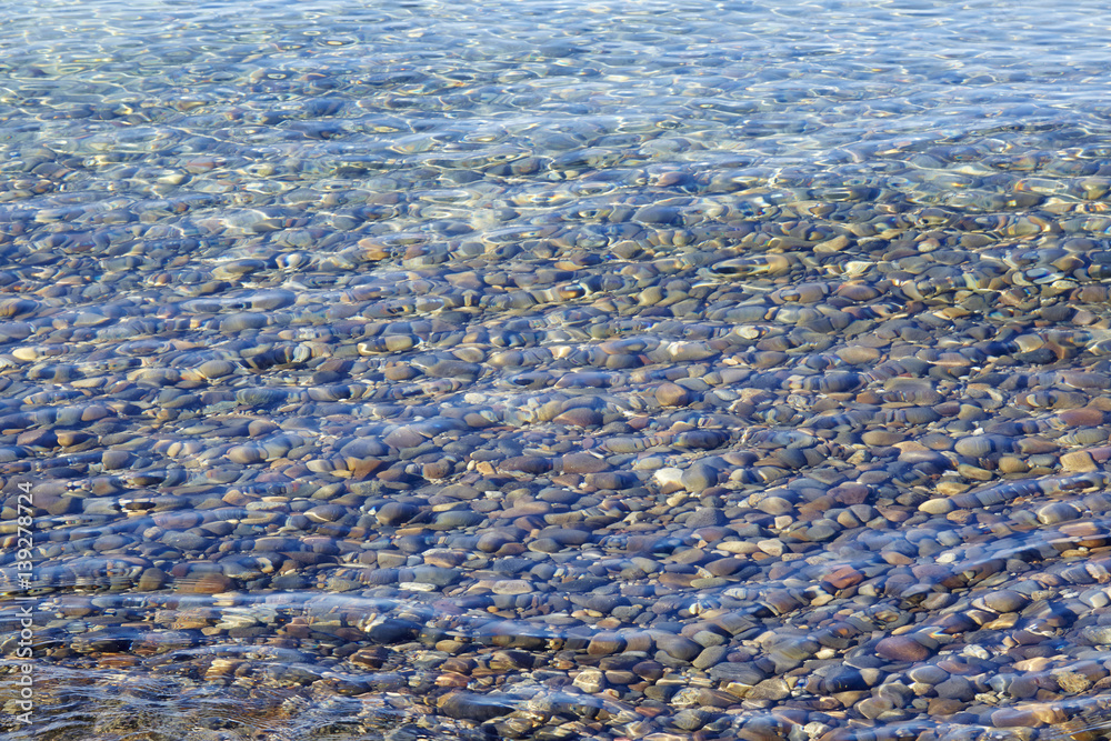 Smooth pebbles in clear lake in Lake Tahoe California Smooth pebbles in clear lake in Lake Tahoe California