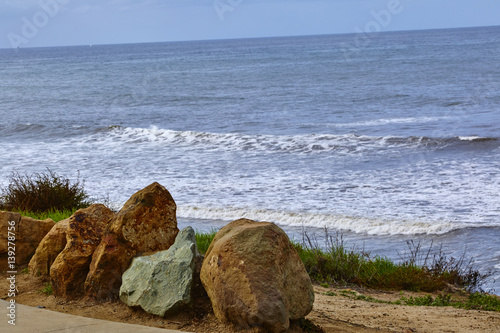 Ocean waves perfect for surfing at San Diego Beach in California photo