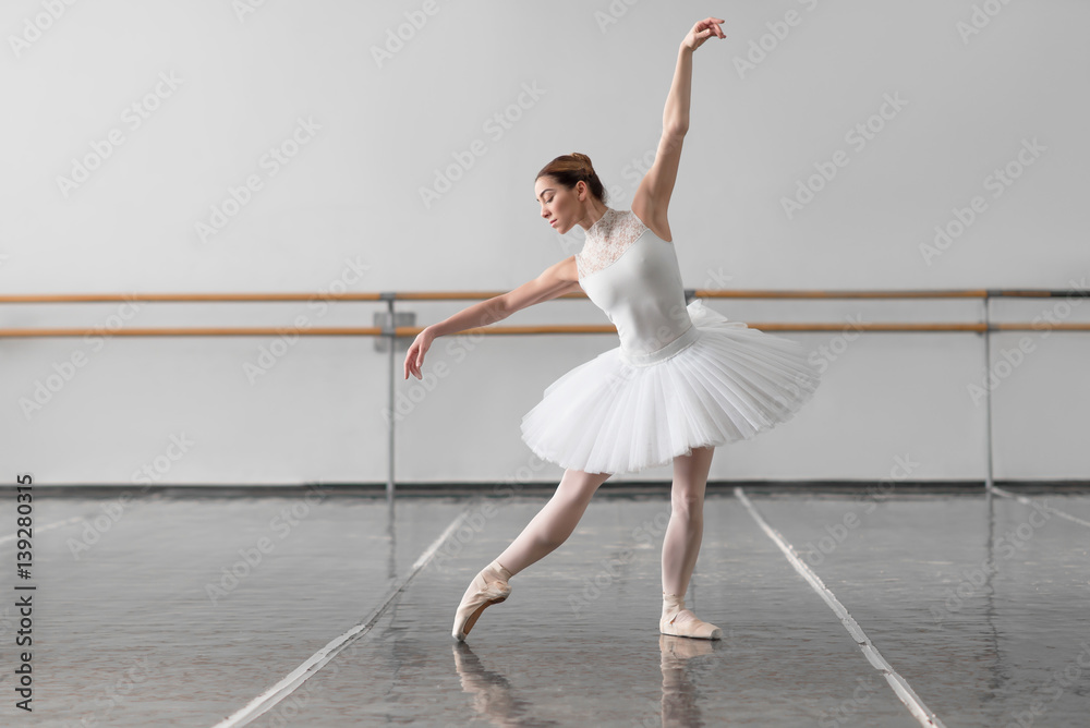Obraz premium Beautiful female ballet dancer in class