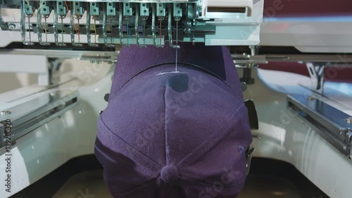 Embroidery machine deals logo on the cap dolly shoot