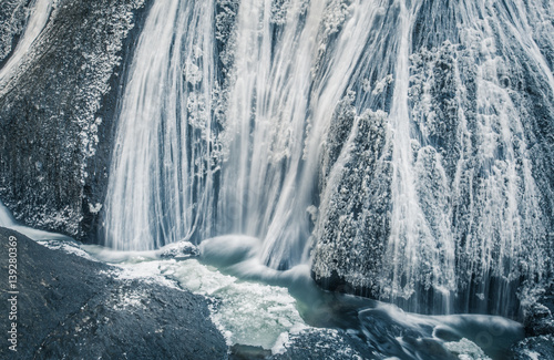 Ice waterfall in winter season Fukuroda Falls   Ibaraki prefecture   Japan
