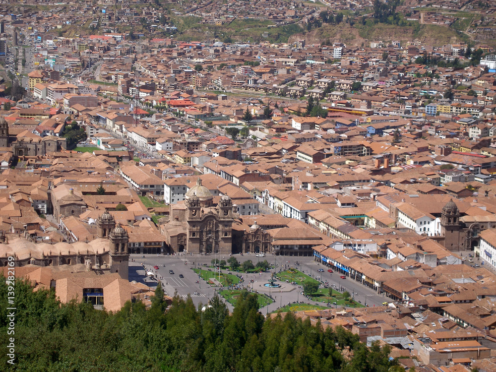 Peru. Cusco city viewed from Saksaywaman citadel.