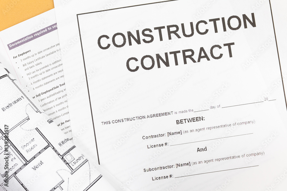 Close - up Blank construction contract paper Close - up Blank construction contract paper
