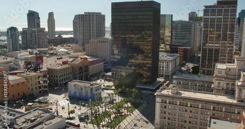 SAN DIEGO, CA - Circa February, 2017 - A daytime high angle aerial view of the San Diego skyline.	 	 photo