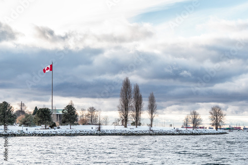 Vancouver beach covered in snow, BC, Canada