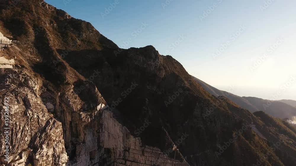 Aerial shot, the famous Carrara marble caves situated in Tuscany, Italy, 4K Aerial shot, the famous Carrara marble caves situated in Tuscany, Italy, 4K