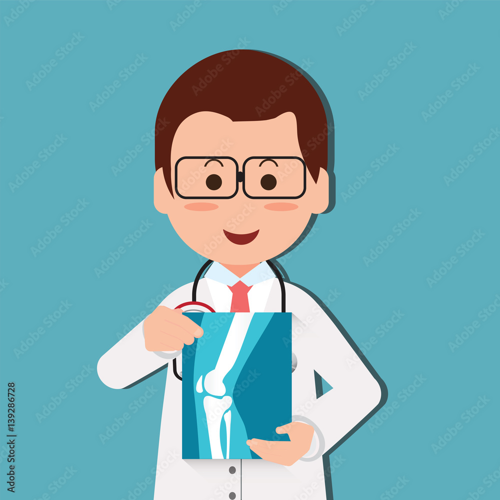 Doctor examining chest x-ray film of patient at hospital. Doctor examining chest x-ray film of patient at hospital.