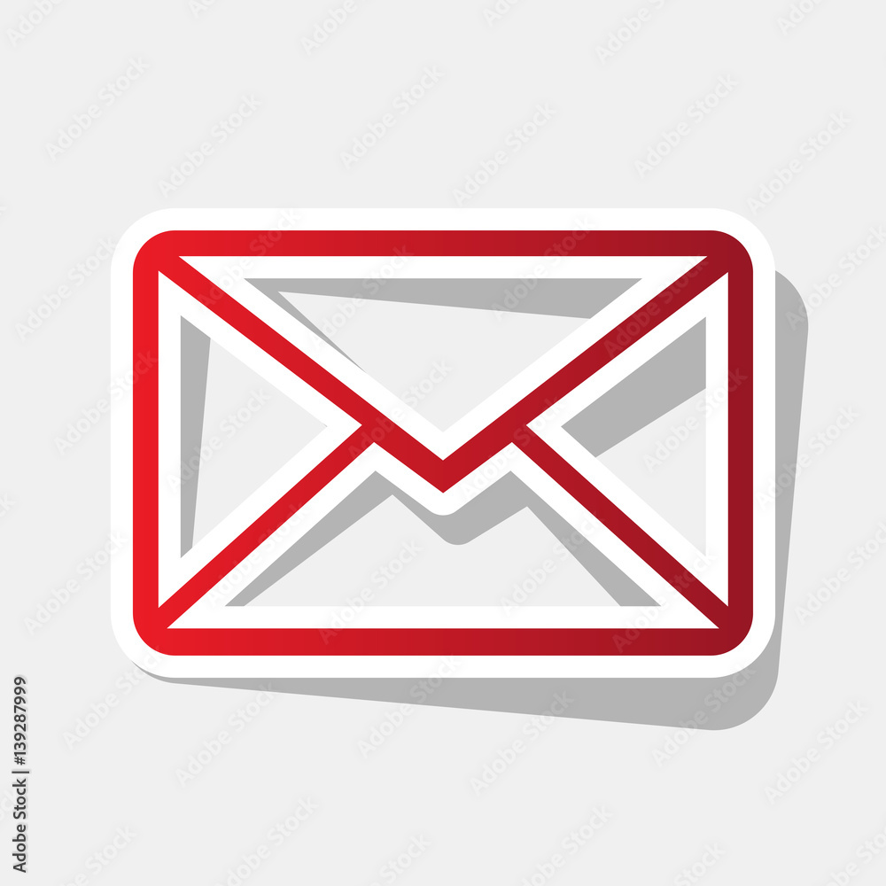 Letter sign illustration. Vector. New year reddish icon with outside stroke and gray shadow on light gray background. Letter sign illustration. Vector. New year reddish icon with outside stroke and gray shadow on light gray background.