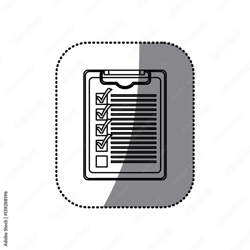 sticker silhouette table notepad with check list vector illustration sticker silhouette table notepad with check list vector illustration