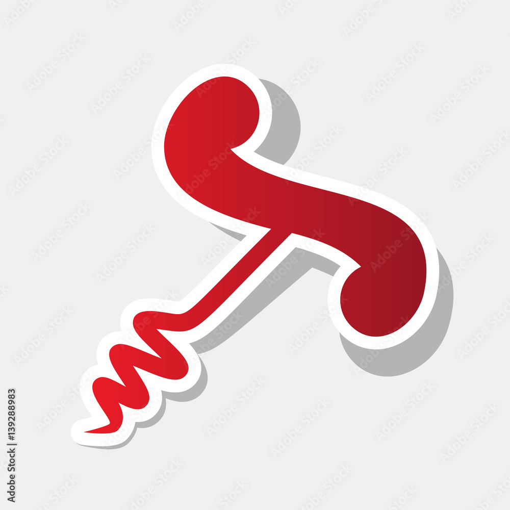 Simple corkscrew sign. Vector. New year reddish icon with outside stroke and gray shadow on light gray background. Simple corkscrew sign. Vector. New year reddish icon with outside stroke and gray shadow on light gray background.