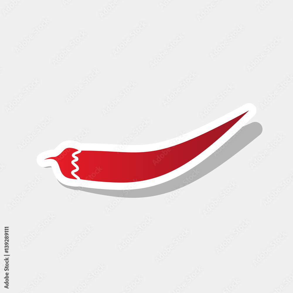 Chilli pepper sign. Vector. New year reddish icon with outside stroke and gray shadow on light gray background. Chilli pepper sign. Vector. New year reddish icon with outside stroke and gray shadow on light gray background.
