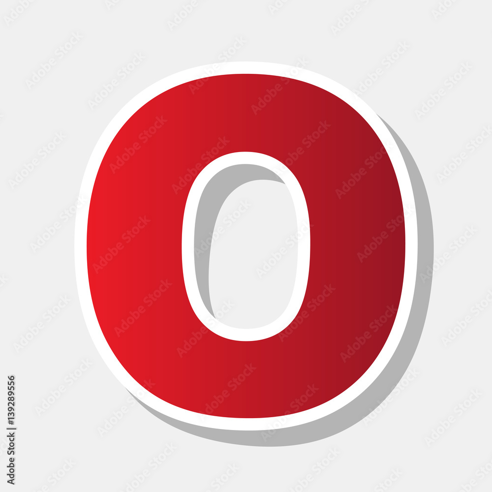Letter O sign design template element. Vector. New year reddish icon with outside stroke and gray shadow on light gray background. Letter O sign design template element. Vector. New year reddish icon with outside stroke and gray shadow on light gray background.