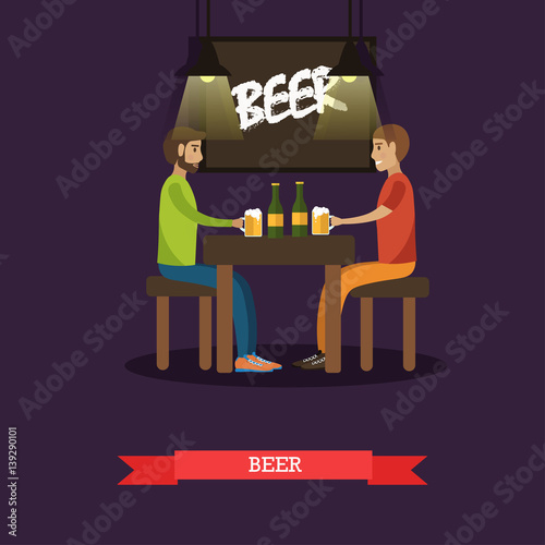 People drinking beer concept vector illustration in flat style