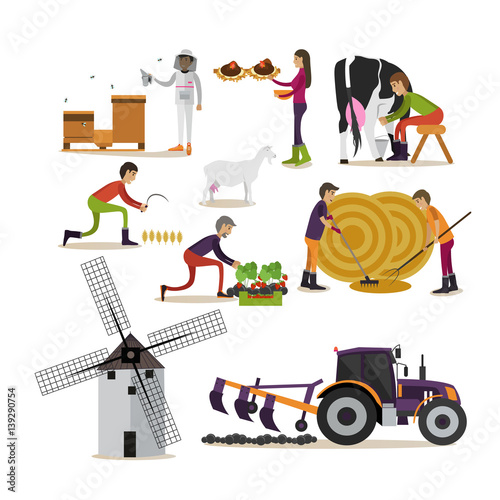 Vector set of farming concept design elements in flat style