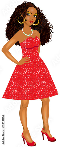 MixedWomanRedSparkleDress