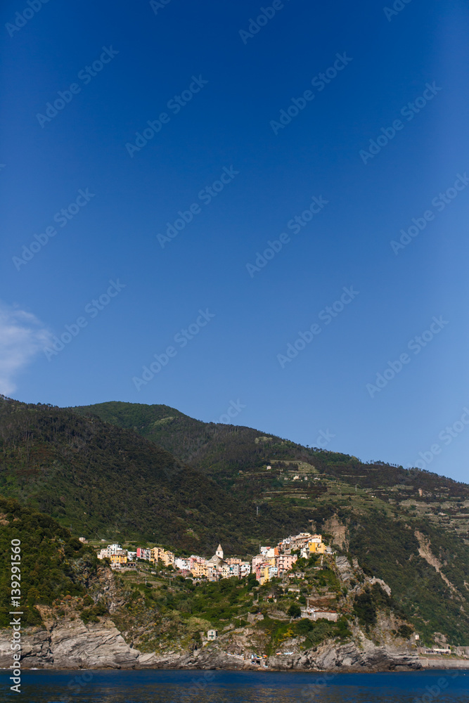 Hillside village along the Cinque Terre In Italy.