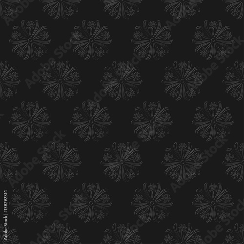 Dark floral seamless pattern on black background