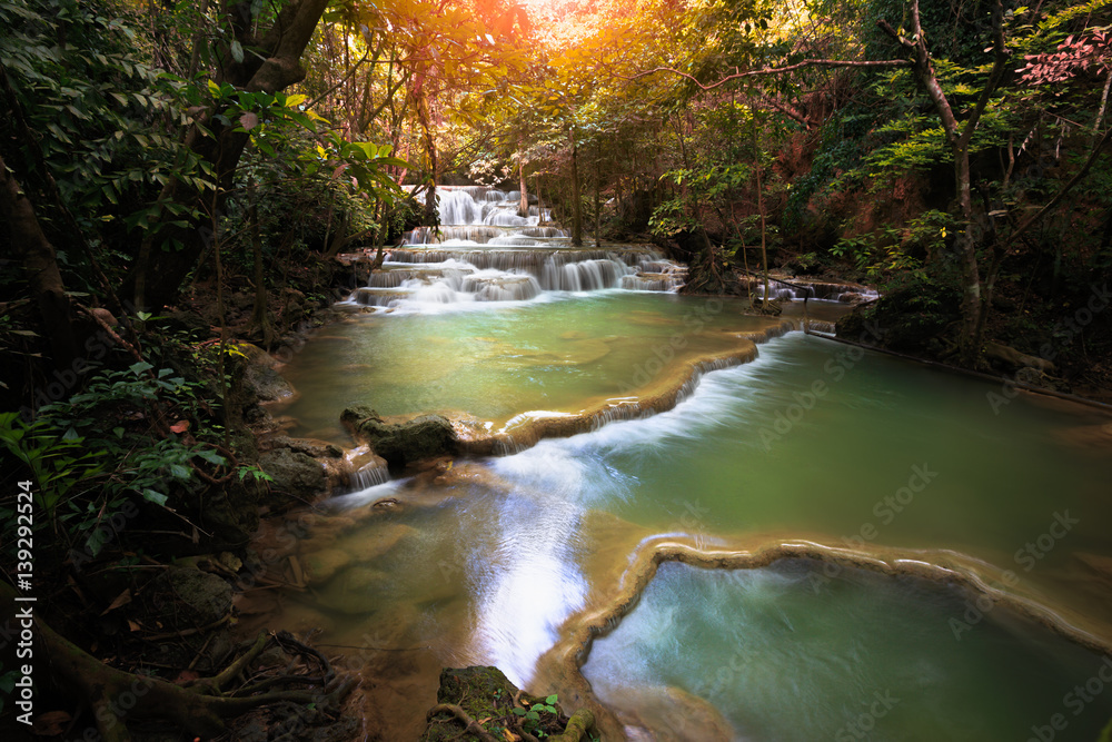 Waterfall with the crystal clear water Waterfall with the crystal clear water