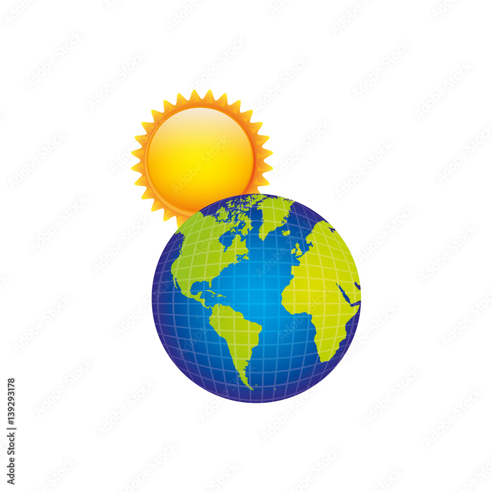 earth planet with sun icon, vector illustraction design