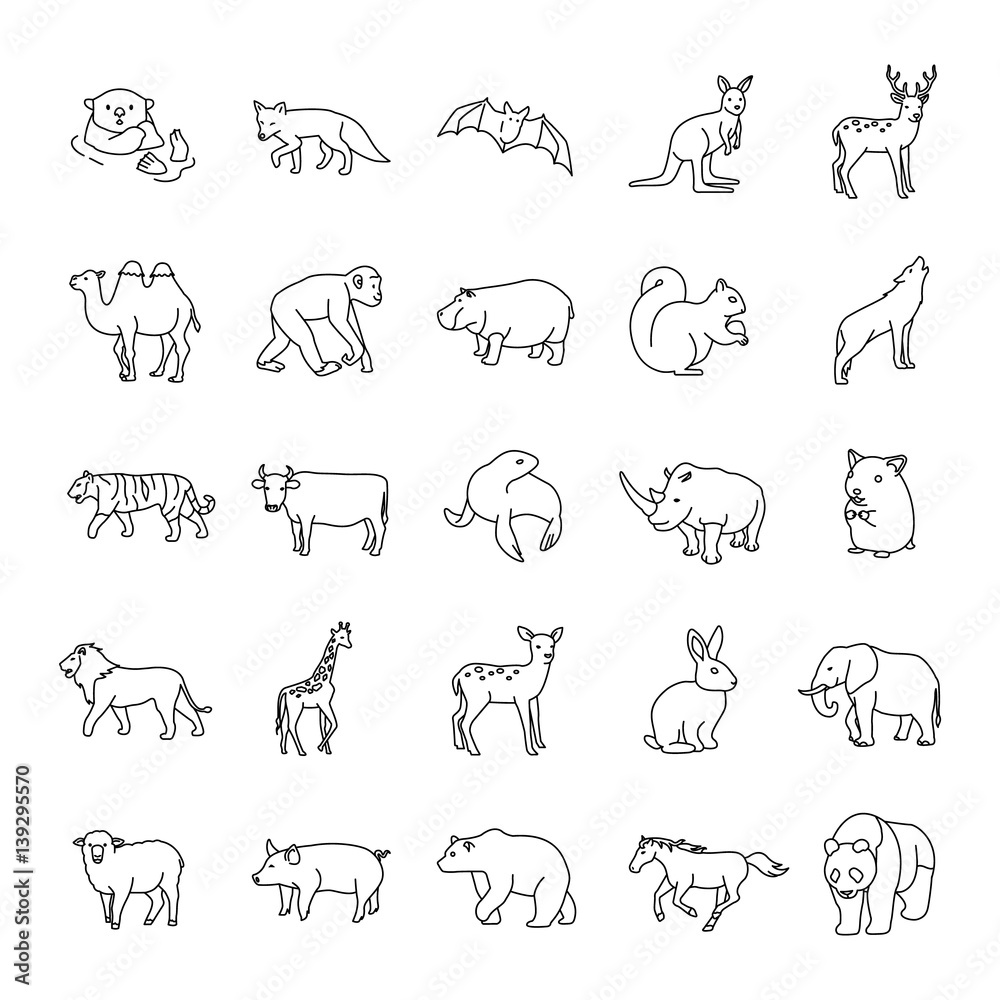 Mammals I Outlines vector icons