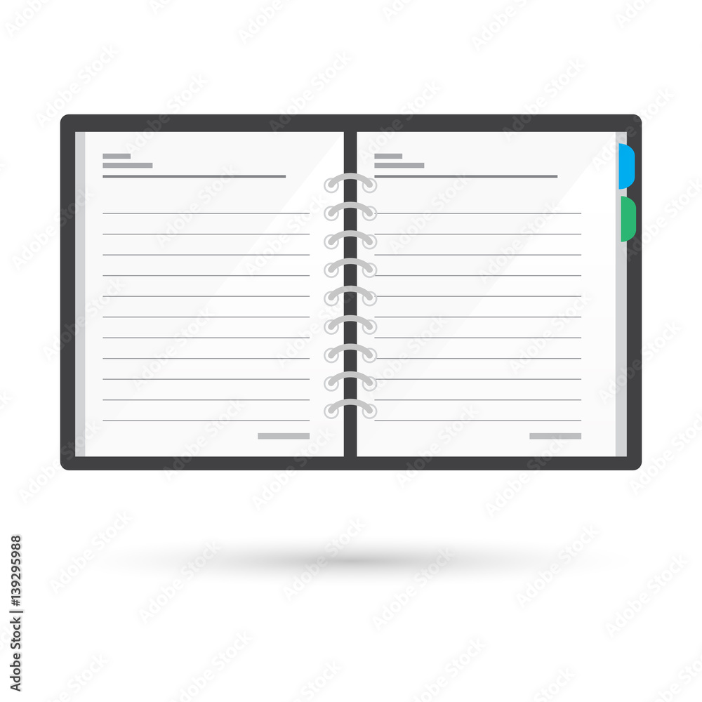 Notebook, reminder, business planner in flat style vector illustration Notebook, reminder, business planner in flat style vector illustration