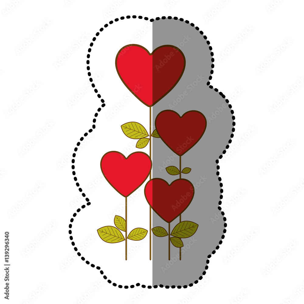 color heart balloons trees icon, vector illustraction design