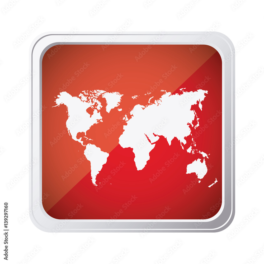 red emblem earth planet map icon, vector illustraction design
