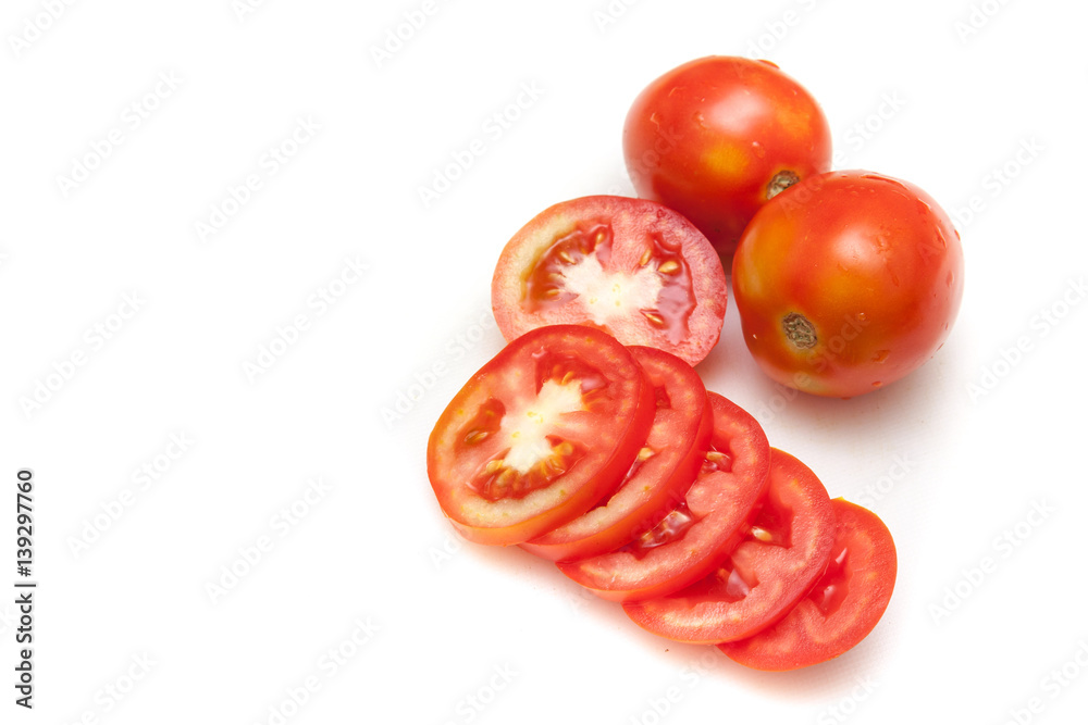Tomatoes slices on white background isolated