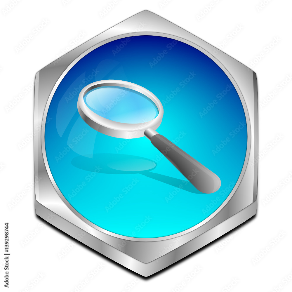 magnifying glass button - 3D illustration magnifying glass button - 3D illustration