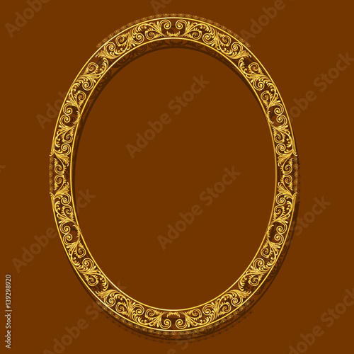 oval frame gold color with shadow