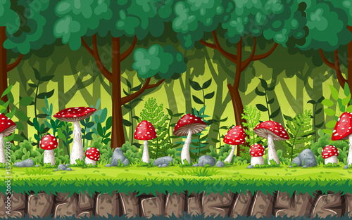 Seamless nature background with fly agric. Vector illustration with separate layers.