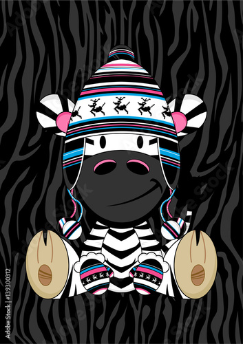 Cute Cartoon Wooly Hat Zebra
