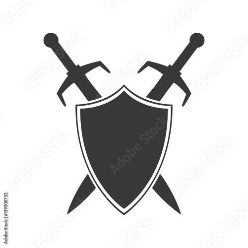 Abstract vector icon - shield and sword.