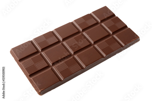 Dark chocolate on a white background