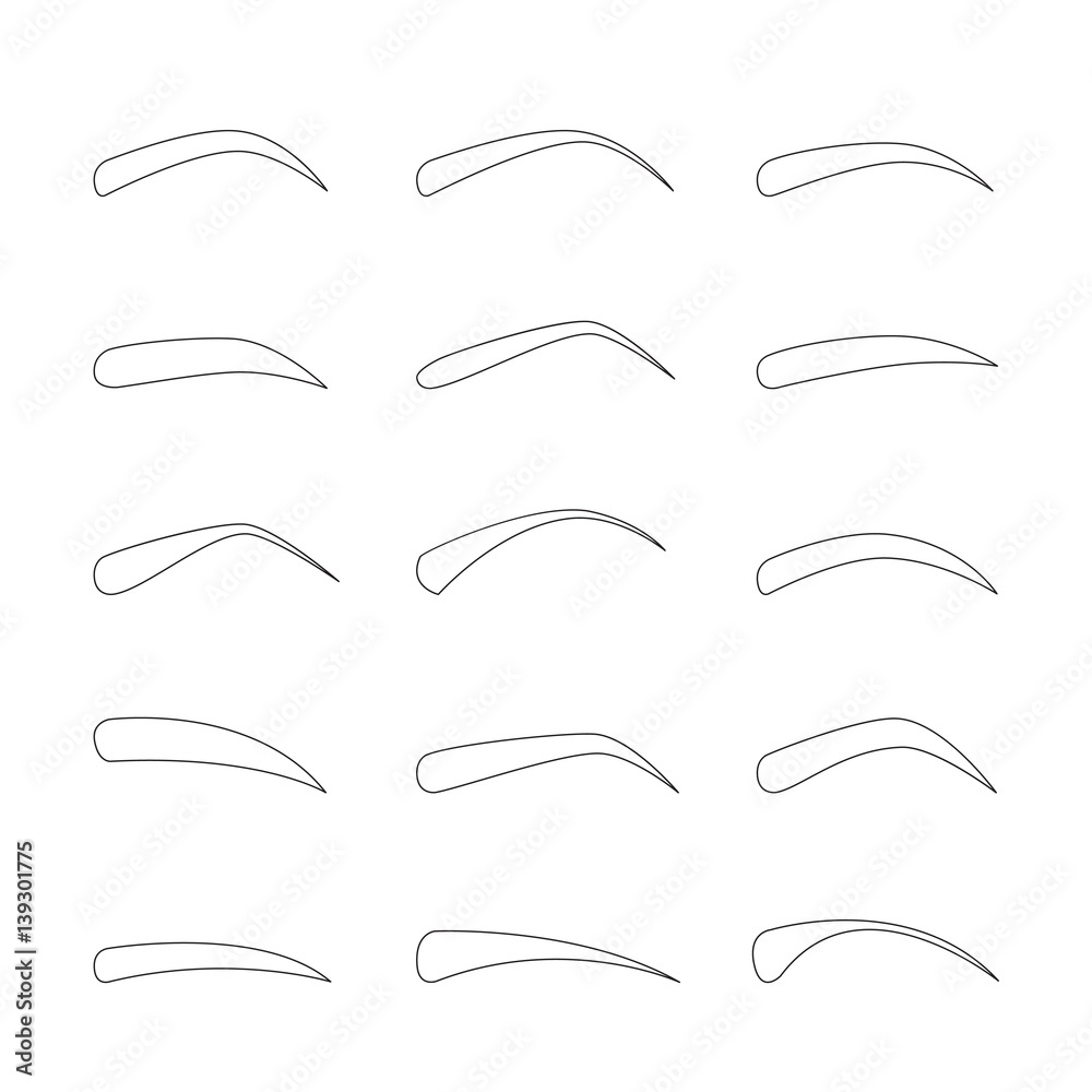 Vecteur Stock Set Of Outline Eyebrows In Different Shapes And Types Vecteur Stock Set Of Outline Eyebrows In Different Shapes And Types