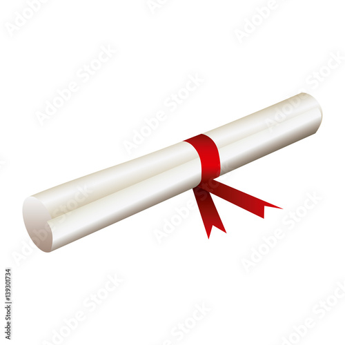 color diploma with red ribbon icon, vector illustraction design