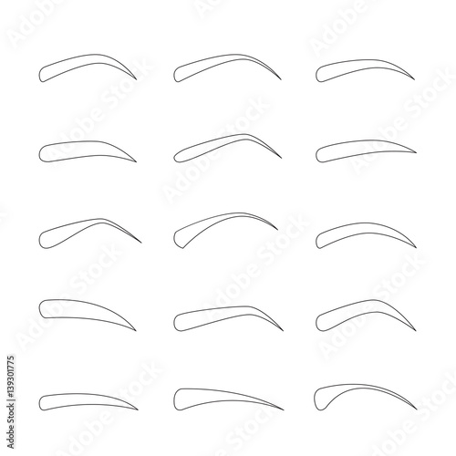 Set Of Outline Eyebrows In Different Shapes And Types, Pattern, Beauty, Facial, Fashion, Form